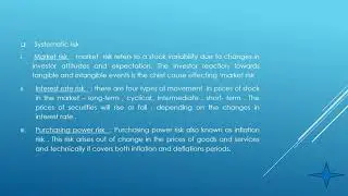 types of risk involved in investment//systematic risk and unsystematic risk