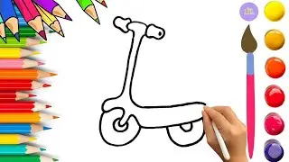 How To Draw cute Scooter Drawing, Painting & Coloring For Kids and Toddlers_🌈🎨