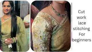easy method అది కూడా readymade style  లో lace stitching for #begginers #cutworklace #stitching #tips