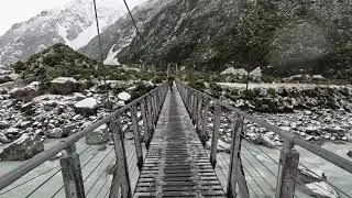 Hiking the Hooker Valley Track in snow