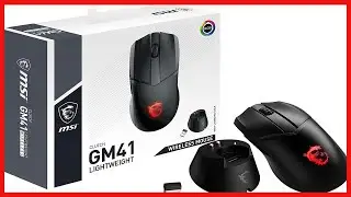 MSI Clutch GM41 Lightweight Wireless Gaming Mouse & Charging Dock, 20,000 DPI, 60M Omron Switches