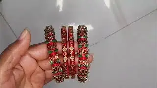 ఈ thread bangles కావాలి అనుకునేవాళు కామెంట్ చేయండి #art #craft #threadbangles #designerbangles