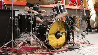 1980s Ludwig Black Cortex 14x22 8x12 and 16x16 Drum Set