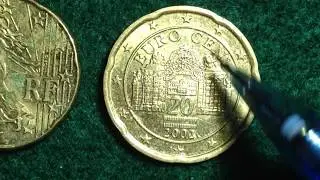 20 Euro Cent Austria 2000 versus 20 Euro Cent  2009 - The Euro Changes its Map: