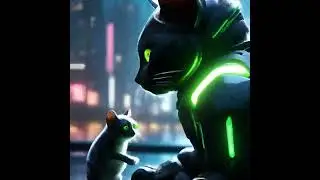 Кибер кошки-мышки #cyber #cats #future #futurecity #pets #catandmouse #robots #кибер #кошкимышки