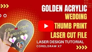 Golden Acrylic Heart Shape Wedding Thumb Print Laser Cutting File | Laser Cutting Tutorial in Hindi
