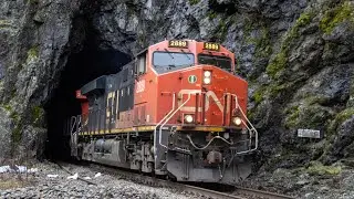 Canadian National Train blasting through the Tunnel! 