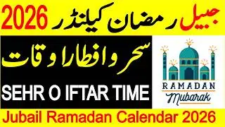Jubail Ramzan Calendar 2026 | Jubail Ramadan Calendar 2026 | Sehr o Iftar Time Table 2026