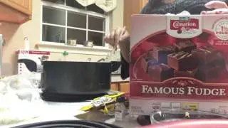 ASMR cook with me- dark chocolate peppermint fudge