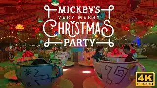 Holiday Twist Mad Tea Party 🎄🎠 Mickey&rsquo;s Very Merry Christmas Party 2025 | Magic Kingdom 4K