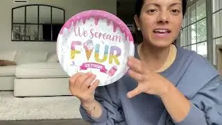 96 Pcs Ice Cream 4th Birthday Party Plates and Napkins Unboxing + Review!