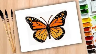 butterfly drawing / How to draw Butterfly with watercolour / Butterfly painting