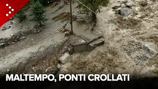 Maltempo in Val di Susa, crollano due ponti nel comune di Mattie: isolata una frazione