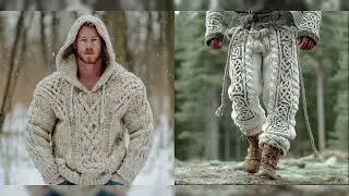 Men's Vintage Viking  Knit Hooded Sweater, Fast delivery in 4 days,Global shipping
