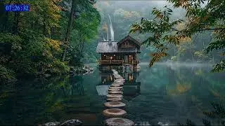 No Ads 4K HDR Soothing River Flow Nature Sounds for Deep Sleep with Instrumental Music 24/7