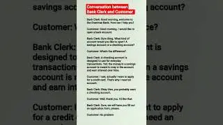 conversation between Bank Clerk and Customer #banking #englishspeaking