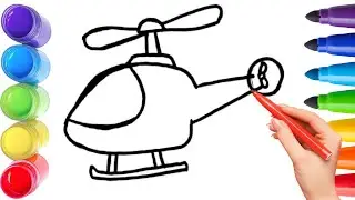 How To Draw cute helicopter Drawing, Painting & Coloring For Kids and Toddlers_ Child Art 🐋🌈🎨
