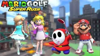 Mario Golf: Super Rush - Speed Golf - Rosalina vs Peach vs Shy Guy vs Mario - New Donk City