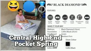 Review Central Black Diamond 🔵 Kasur spring bed Pocket Medium +  Firm orthopedic 2 sisi New Blue Gel