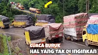 Cuaca buruk hal yang tak di inginkan❗bahaya mengancam supir.