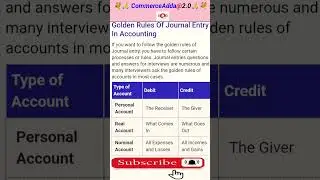 Golden rules of journal entry in accounting||kinds of aacount||rules of debit and credit
