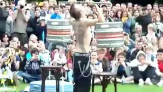 Sword swallowing stunt almost kills crazy performer!!!!