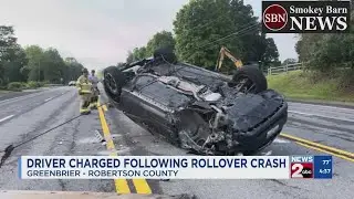 Driver charged following rollover crash in Robertson Co.