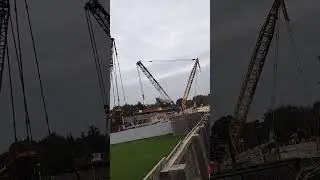 Blooming HUGE CRANES..to lift the new 50m + metal footbridge in place