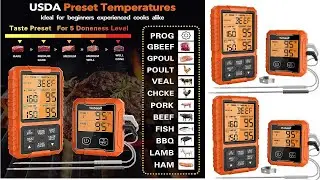 Yunbaoit Wireless Meat Thermometer | Digital Remote Food Meat Thermometer for BBQ Grill Smoker Oven