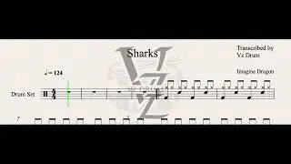 Imagine Dragons - Sharks Drum Score [ Drum Sheet Music Play Along ]