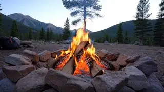 Cozy Outdoor Campfire | Gentle Fire Sounds & Mountain Calm