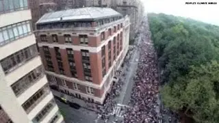Drone footage of climate change march