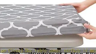 smiry Rectangle Tablecloth, Waterproof Elastic Fitted Table Covers for 6 Foot Tables, Wipeable Flan