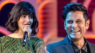 Shruti Haasan, Chiyaan Vikram, and Anchor Akul Balaji shared unlimited fun on stage