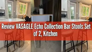 Review VASAGLE Echo Collection Bar Stools Set of 2, Kitchen Counter Stools, Breakfast Stools, Synthe