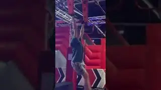 ninja warrior moving monkey bars!!! no prob for 10 yo!!!