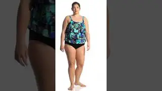 Topanga Plus Size Mastectomy Morikami Garden Triple Tier Tankini Top | SwimOutlet.com
