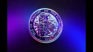 Серебряный золотой бык - 10 унций, распаковка серебряной монеты &laquo;Звери Тюдоров&raquo; из Йельского университета Бофорта (БЕЗУМИЕ)