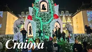 Targul de Craciun Craiova 2024 - Frumoasa si Bestia - Deschidere - Sania Mos Craciun - Artificii