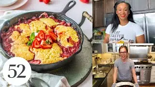 Strawberry Cornbread Skillet Cobbler | At Home With Us