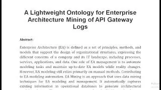 A Lightweight Ontology for Enterprise Architecture Mining of API Gateway Logs