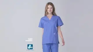 2600 UNISEX V-NECK 2 POCKET  SCRUB TOP