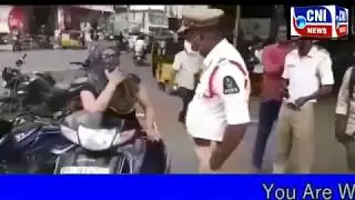 Lady rider abuse traffic police