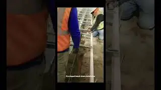 Pre sloped trench drain installation right before the concrete pour