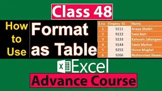 How to use Format as Table Option in Ms Excel in Urdu - Class No 48