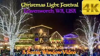 Christmas light festival in a Bavarian Village, Leavenworth, Washington, USA (4K Ultra HD)