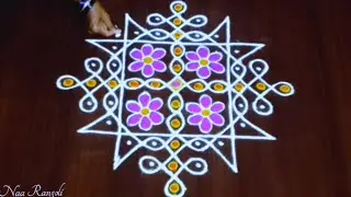 Beautiful melikala muggulu 🌷 Excellent rangoli design 11 ×1 dots 🌷#rangoli #easy  || Naa Rangoli