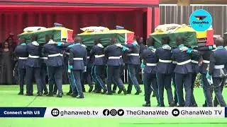Watch as mortal remains of 6 helicopter crash victims leave Black Star Square after state funeral