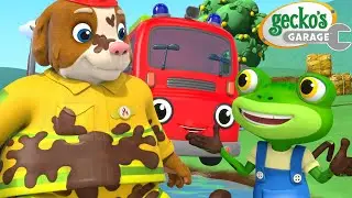 Muddy Water Rescue Fix 💦 | Gecko's Garage | Vehicle Repair Cartoons | Buses, Trucks and Cars