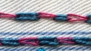 44. Alternating or Magic or Chequered Chain Stitch dictionary of stitches - slow stitch stitchalong